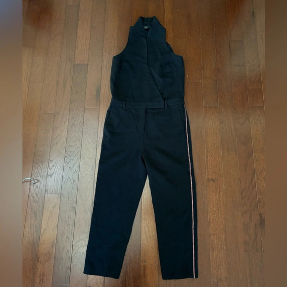 Armani Exchange Jumpsuit With Side Stripe Black Fully Lined size 2 Excellent - Picture 2 of 12